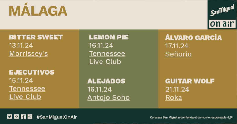 Programa de conciertos San Miguel on air Málaga