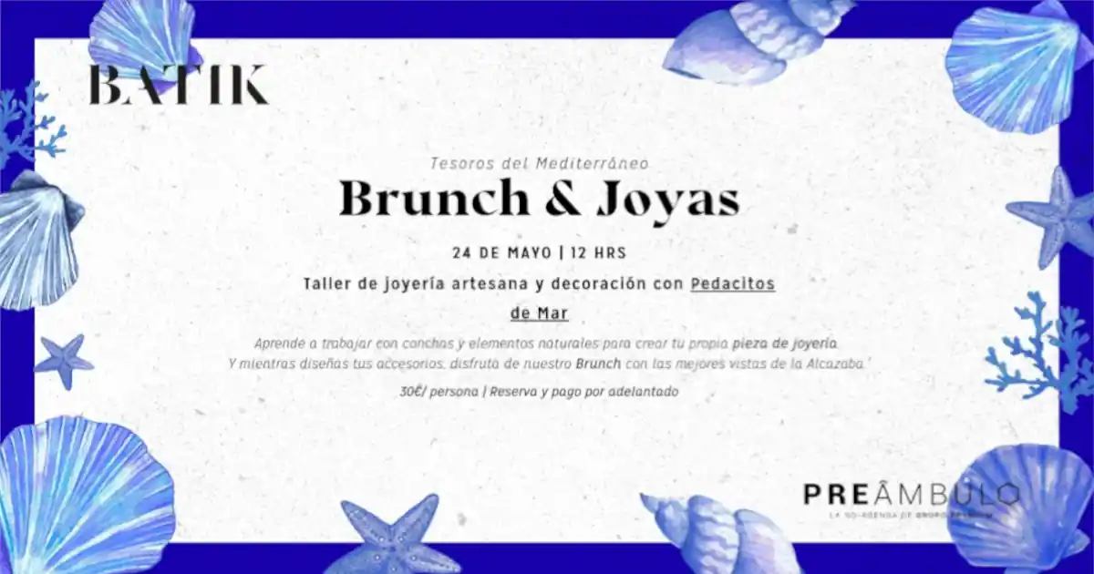 BRUNCH JOYAS EVENTO RESTAURANTE BATIK MALAGA MAYO 2026